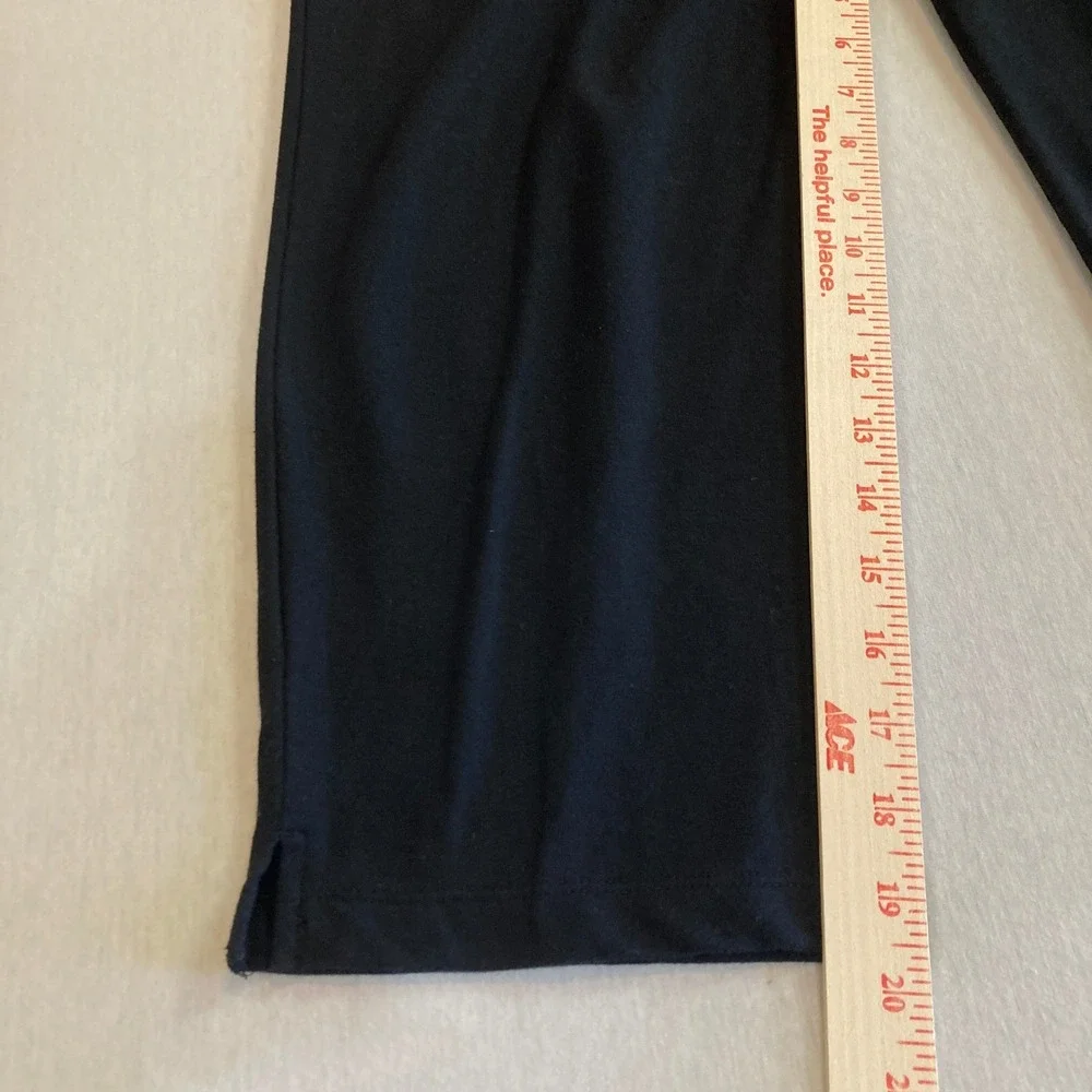 Eddie Bauer Womens M (28x20) Black Crop Drawstring Wide Leg Cotton Stretch